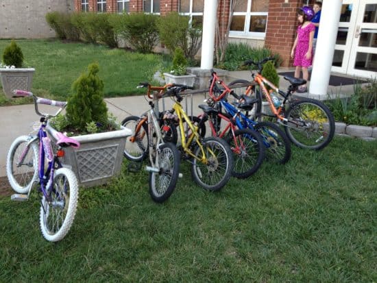 full bike rack at Crozet Elementary