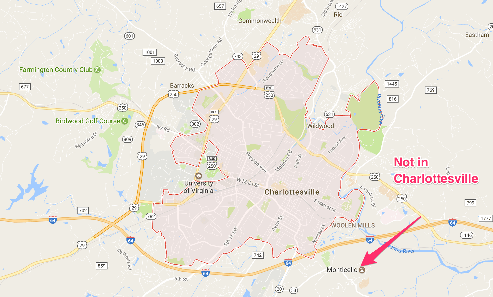 Charlottesville City Limits