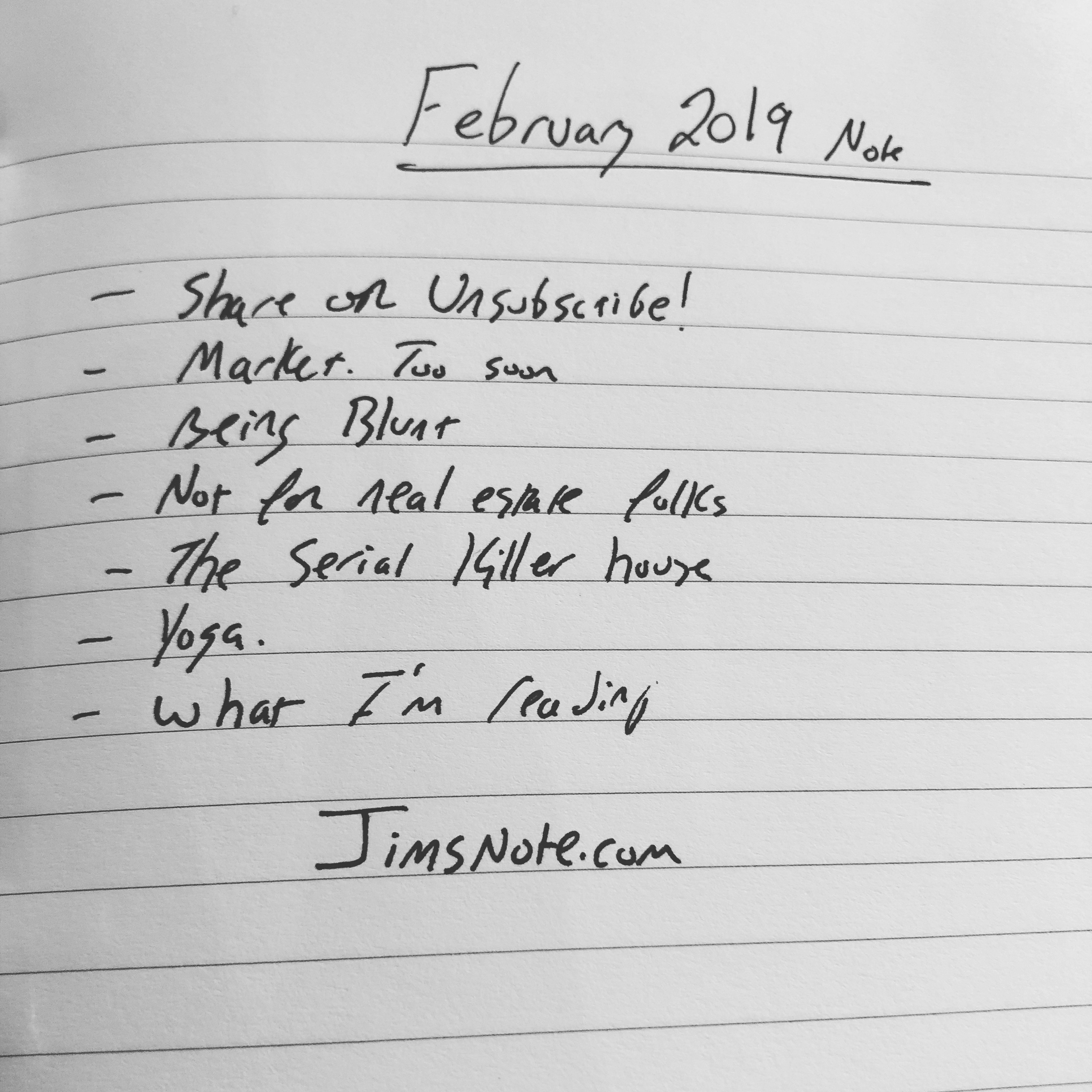 February 2019 Note from Jim