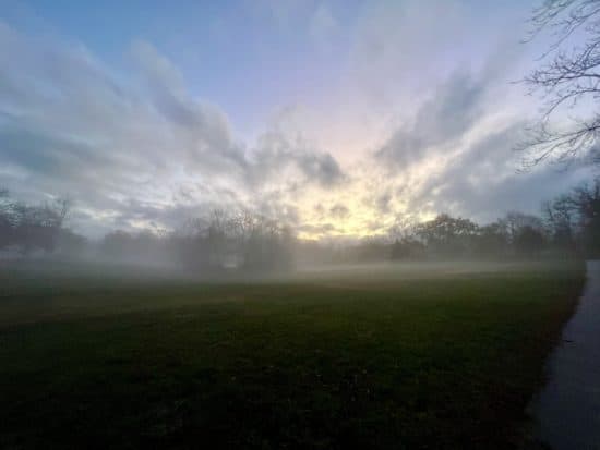 Foggy Crozet Park at sunset